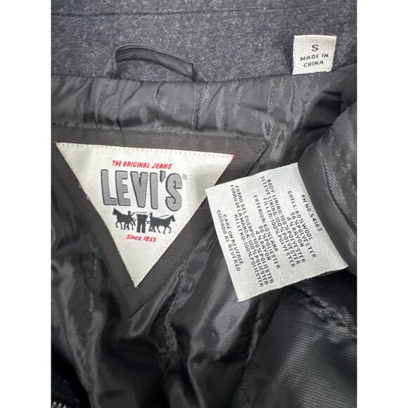 Levi’s Charcoal Wool Blend Zip Jacket Modern Classic preppy Style small - Picture 11 of 16